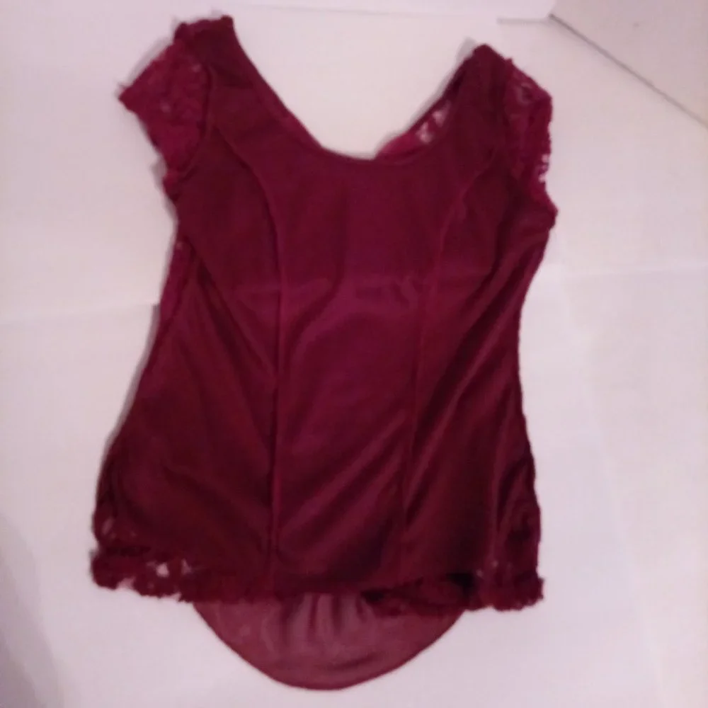 Purple Snow lace & back bow tie blouse sz M - Picture 5 of 8